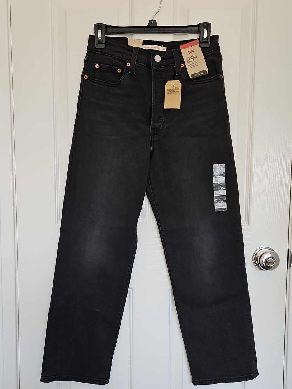Black Womens Straight-Leg Jeans